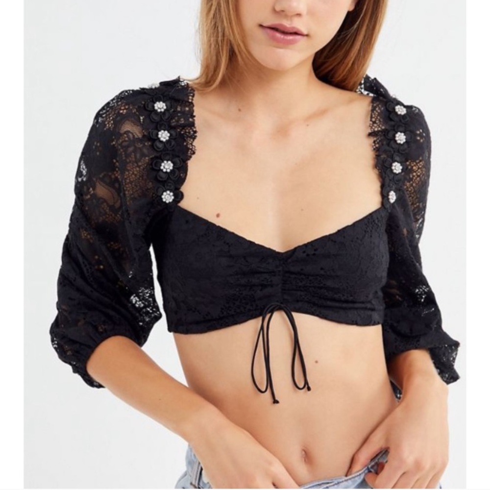 FLL Lafayette Cinched Puff Sleeve Crop Top S
